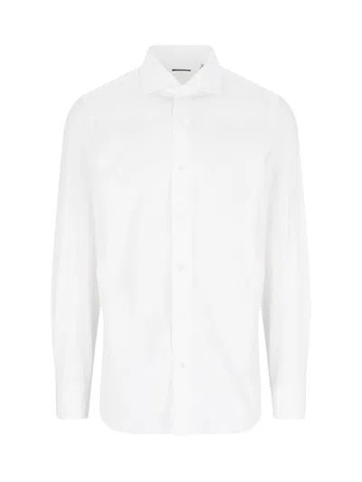 Finamore 1925 Classic White Cotton Shirt With Traditional Collar