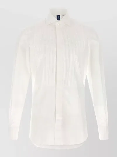 Finamore 1925 Eduardo Shirt Buttoned Cuffs Pleated Front Collar In White