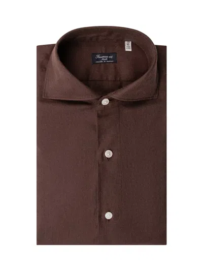 Finamore 1925 Eduardo Z-ton Dress Shirt By  In Brown