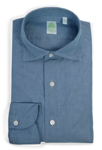 Finamore 1925 Finamore Chic Chambra Shirt With Soft Collar - Slim Fit In Blue