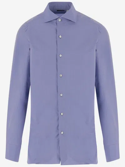 Finamore 1925 Finamore Classic Collar Cotton Shirt In Blue