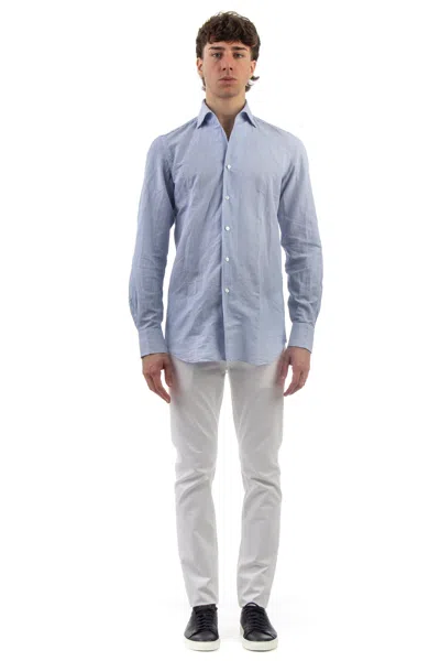 Finamore 1925 Finamore Elegant Tailoring Shirt For Men In Blue