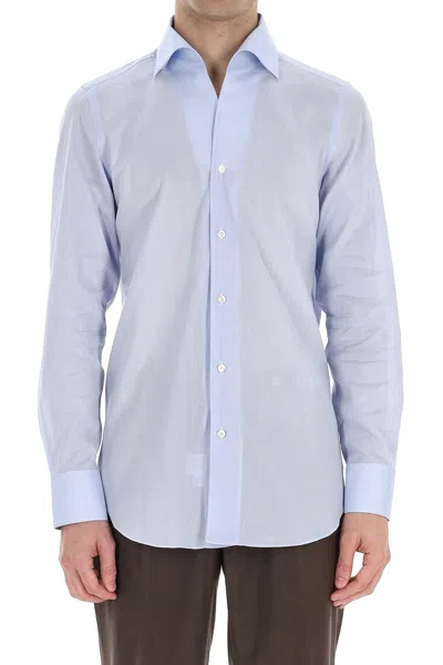 Finamore 1925 Finamore Exceptional Tailored Shirt For Modern Men In Blue