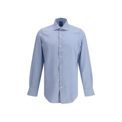 Finamore 1925 Finamore Light Blue Cotton Dress Men's Shirt