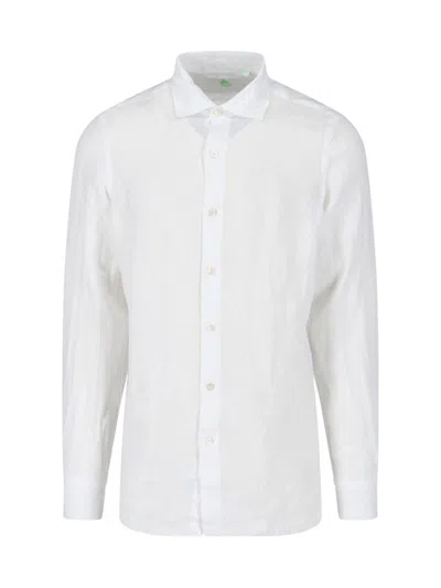 Finamore 1925 White Gaeta Traditional Collar Linen Shirt