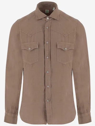 Finamore 1925 Finamore Linen Shirt In Brown