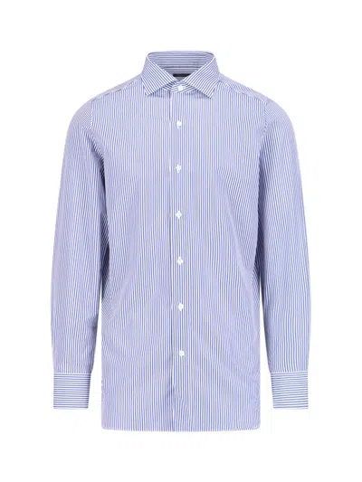 Finamore 1925 Finamore Men's 100% Cotton Button-down Shirt In Blue