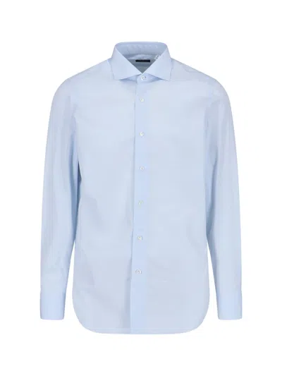 Finamore 1925 Finamore Men's 100% Cotton Milano-style Shirt In Blue