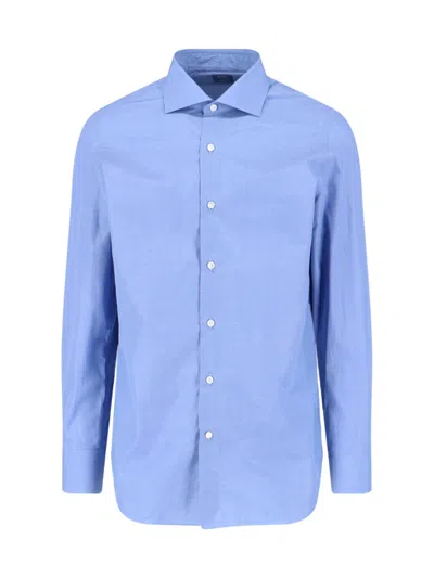 Finamore 1925 Finamore Men's Classic Fit Dress Shirt In Blue