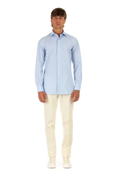 Finamore 1925 Finamore Men's Classic Fit Mini Shirt In Blue