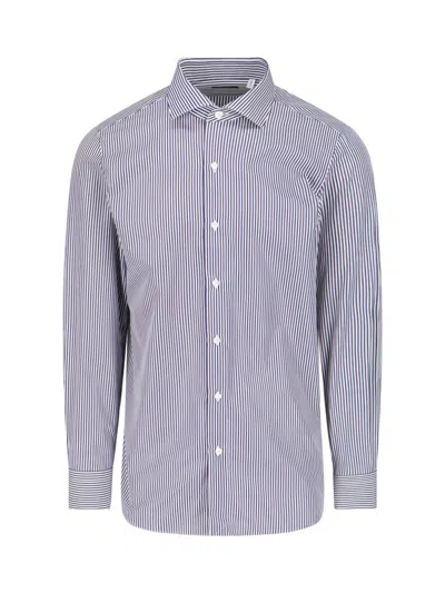 Finamore 1925 Finamore Men's Striped Button-down Shirt In Blue