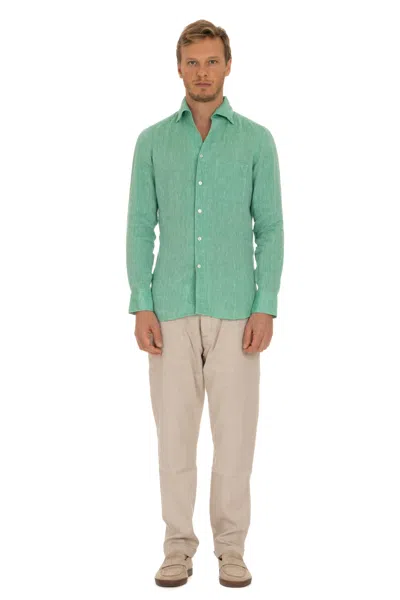 Finamore 1925 Finamore Mini Comfort Dress Shirt For Men In Green