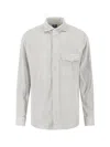 Finamore 1925 Minimalist Grey Shirt With Button-down Front And Long Sleeves In Animal Print