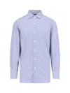 Finamore 1925 Finamore Blue Cotton Striped 1925 Button-up Shirt In Blue