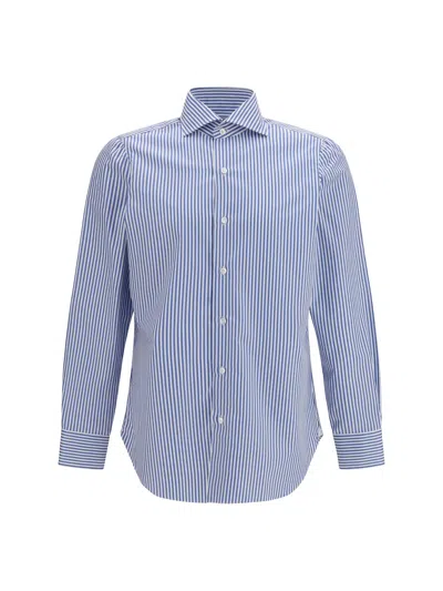 Finamore 1925 Finamore Striped Cotton Shirt In Blue