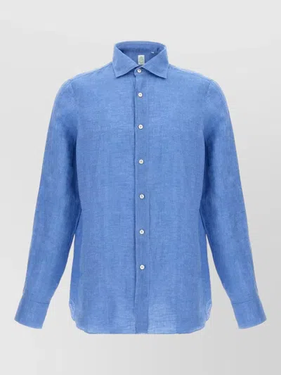 Finamore 1925 Gaeta Shirt Button Down Collar Long Sleeves In Blue