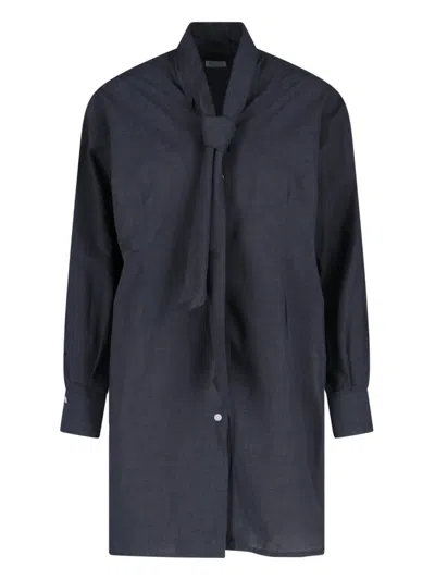 Finamore 1925 'ghiselle' Oversize Lavallière Shirt In Gray