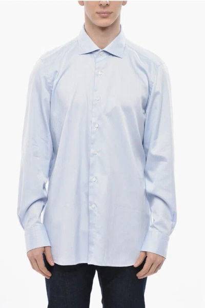 Finamore 1925 Hairline-striped Shirt Zante With French Collar In Blue