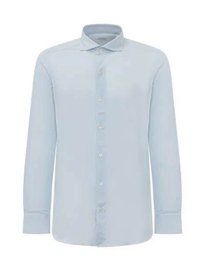 Finamore 1925 Light Blue Regular Solid Shirt