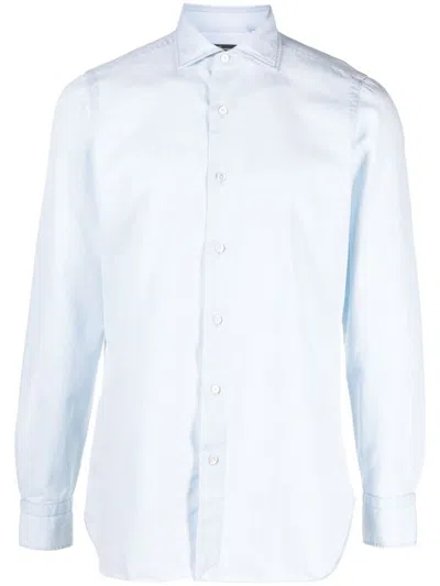 FINAMORE 1925 LIGHT BLUE SOLID SHIRT