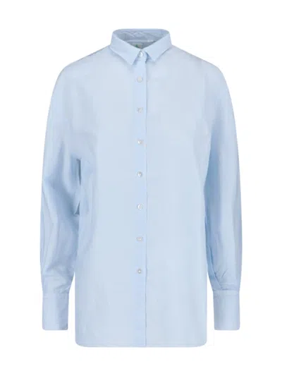 Finamore 1925 Linen Blend Shirt In Light Blue