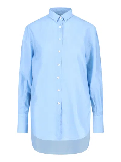 Finamore 1925 Linen Blend Shirt In Light Blue