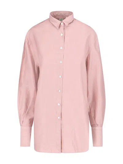 Finamore 1925 Linen Blend Shirt In Pink