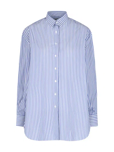 Finamore 1925 'liv' Striped Shirt In Light Blue