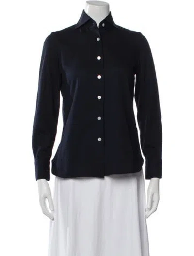 Pre-owned Finamore 1925 Long Sleeve Button-up Top In Blue