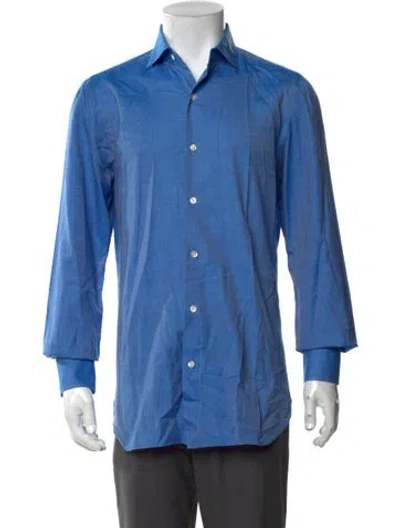 Pre-owned Finamore 1925 Long Sleeve Dress Shirt In Blue