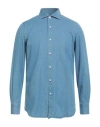 Finamore 1925 Man Shirt Light Blue Size 15 Cotton In Blue