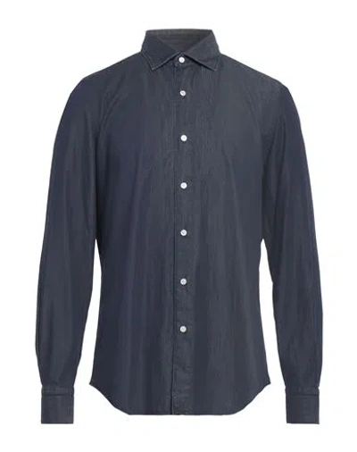 Finamore 1925 Man Denim Shirt Blue Size 17 ½ Cotton