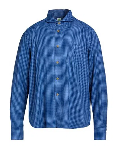 Finamore 1925 Man Shirt Azure Size L Cotton In Blue