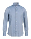 Finamore 1925 Long Sleeved Chambray Shirt In Blue