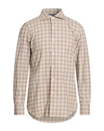 Finamore 1925 Man Shirt Beige Size 17 Cotton In Brown