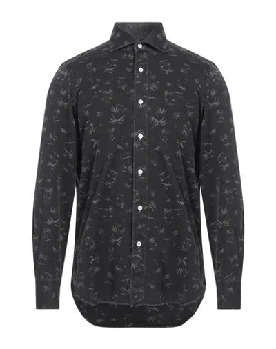 Finamore 1925 Man Shirt Black Size 17 Cotton