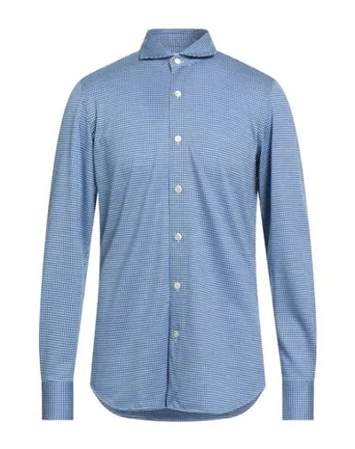 Finamore 1925 Man Shirt Blue Size Xxl Merino Wool