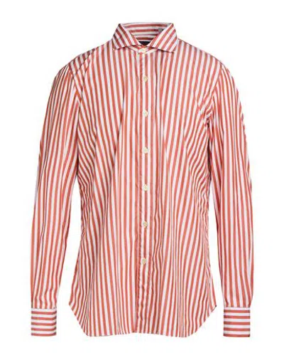 Finamore 1925 Man Shirt Brick Size 16 Cotton In Red