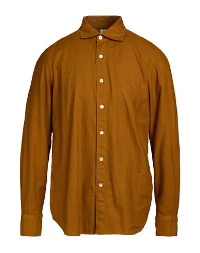 Finamore 1925 Man Shirt Camel Size 15 ¾ Cotton In Brown