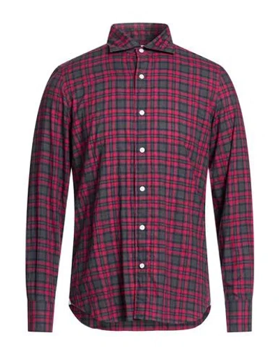 Finamore 1925 Man Shirt Charcoal Size 16 ½ Cotton In Pink