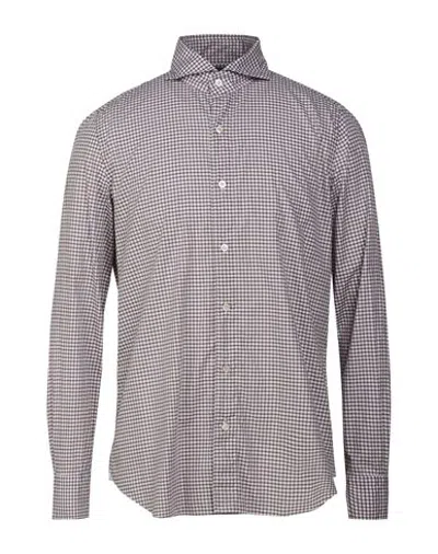 Finamore 1925 Man Shirt Chocolate Brown Size 17 ¾ Cotton