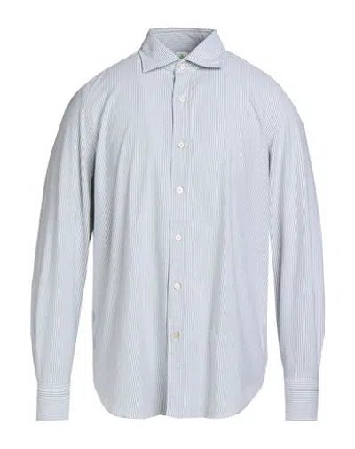 Finamore 1925 Man Shirt Dark Green Size 17 Cotton, Elastane In Blue