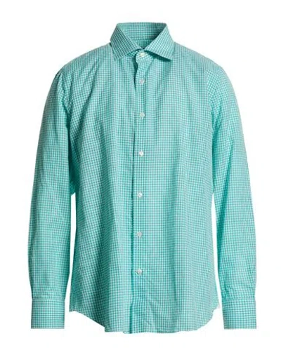 Finamore 1925 Man Shirt Emerald Green Size 17 ½ Cotton, Linen