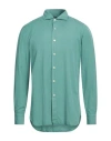 Finamore 1925 Man Shirt Green Size 16 Cotton, Cashmere