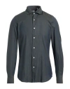 Finamore 1925 Man Shirt Grey Size 15 Cotton In Blue