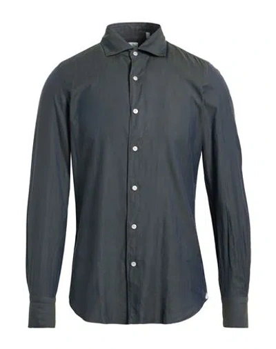 Finamore 1925 Man Shirt Grey Size 15 Cotton In Blue