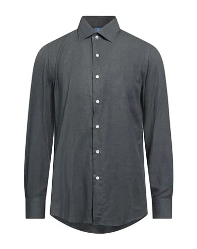 Finamore 1925 Man Shirt Grey Size 17 ½ Cotton, Cashmere In Multi