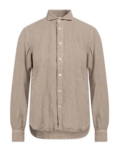 Finamore 1925 Man Shirt Grey Size Xl Linen In Neutral
