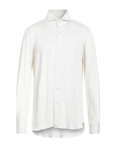 Finamore 1925 Man Shirt Ivory Size Xxl Cotton, Cashmere In White