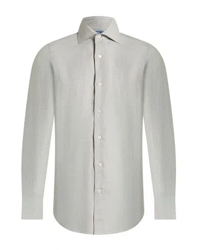 Finamore 1925 Man Shirt Light Grey Size 16 ½ Cotton, Cashmere In Gray